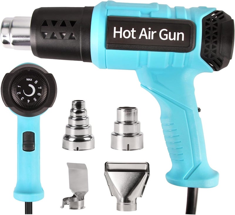 LDK Heat Gun, 140°F~1100°F Variable Temperature Control Heating Gun, 1.5s Fast Heating Heavy Duty Hot Air Gun Kit with 4 Nozzles for Crafting Shrink Tubing Vinyl Wrap - Image 1